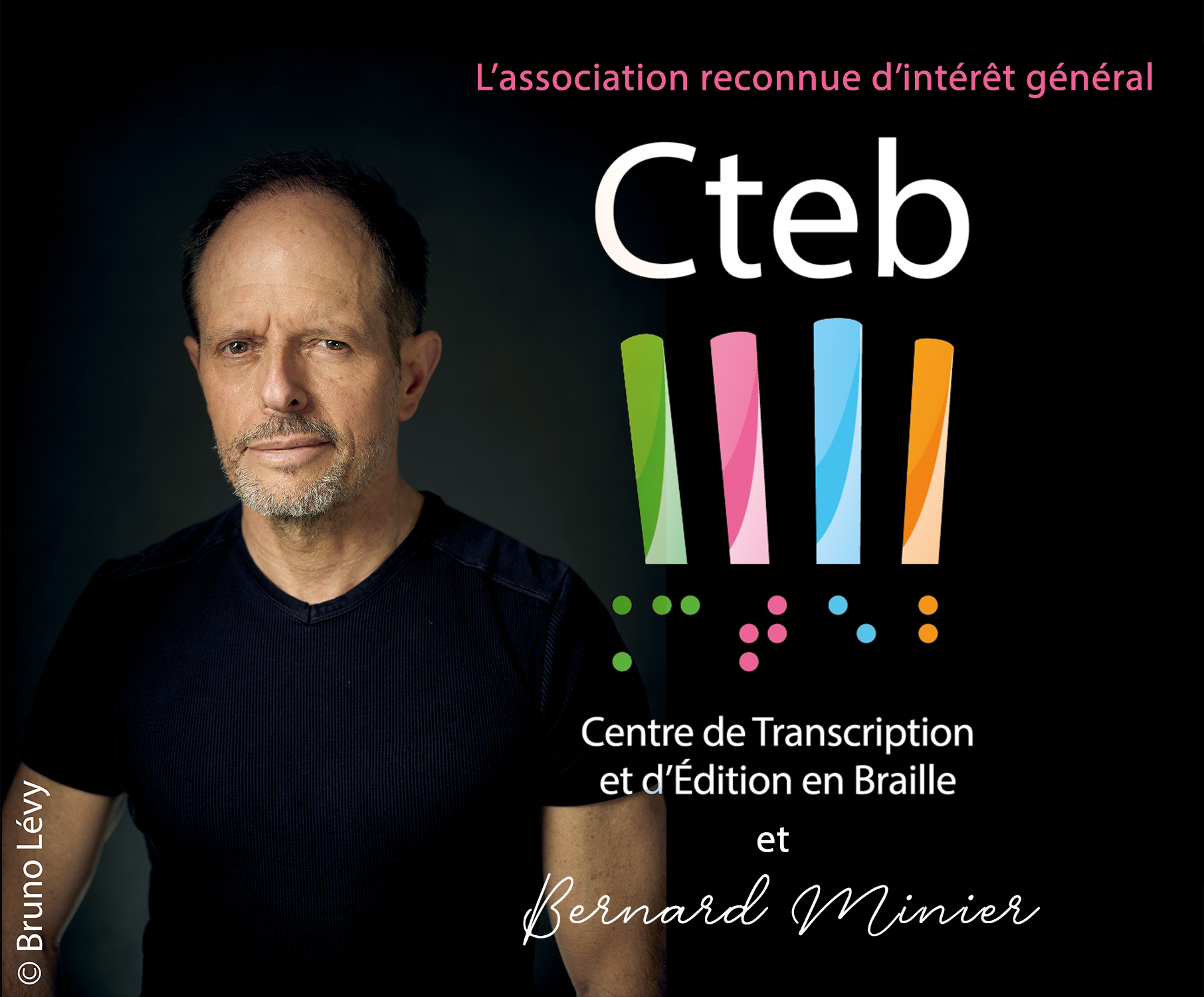Portrait de Bernard Minier par Bruno Lévy et logo du CTEB
